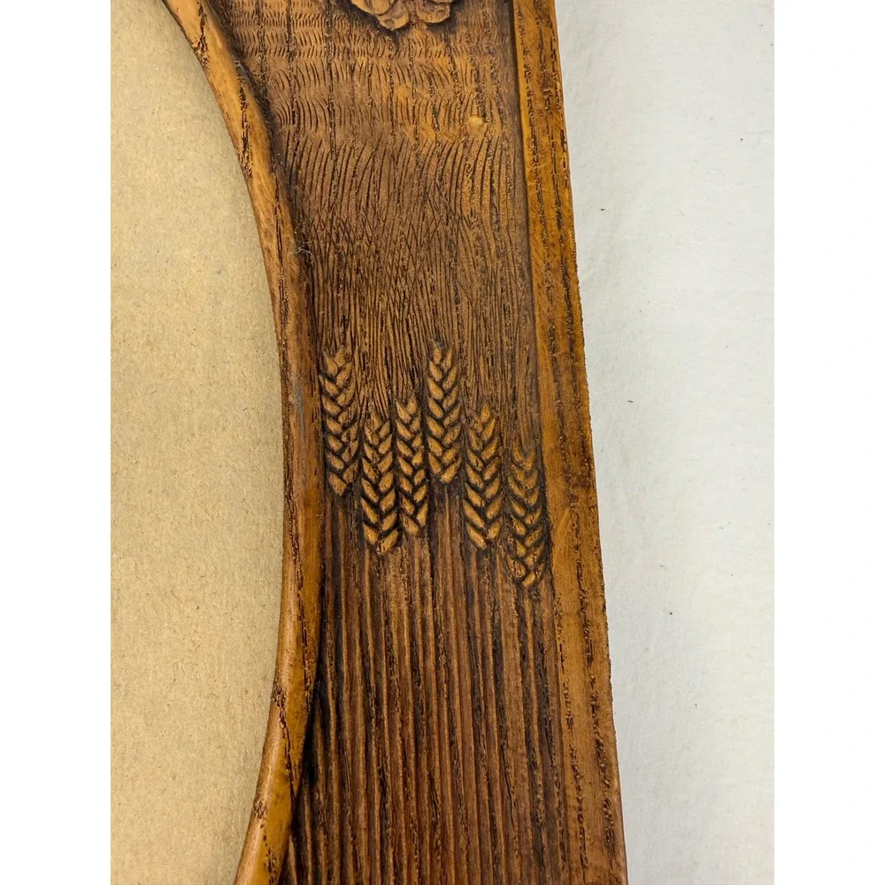 Vintage Faux Wood Resin Butterfly Wheat Oval‎ Picture Frame Rustic Cottagecore